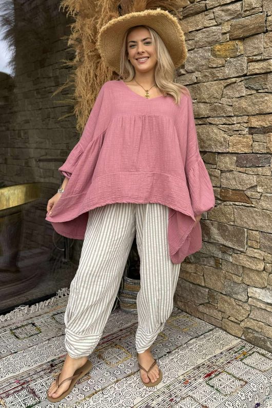 Made in Italy Santos Artist Smock Indian Pink - 